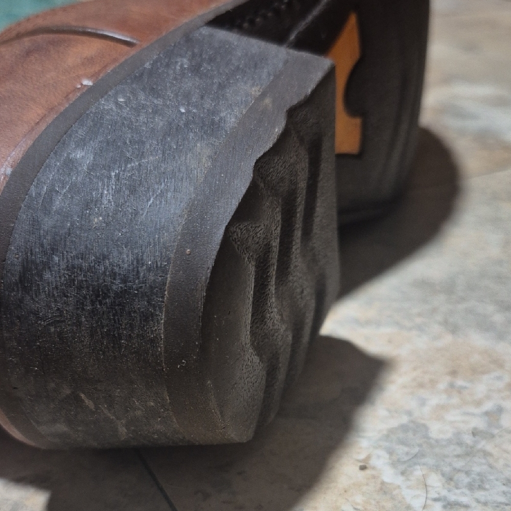 Ariat 14” Heritage Buckaroo Tall Western Boots 14101 Brown Teal Leather 8.5B - Picture 7 of 16